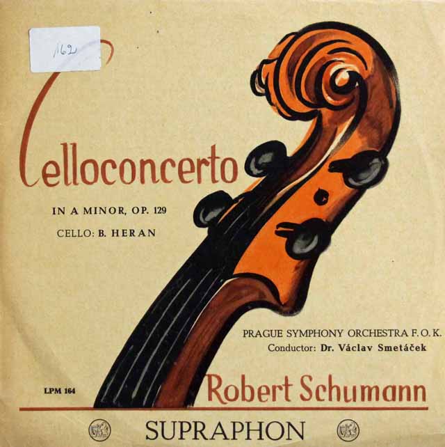 【25センチ盤】　ヘラン、スメターチェクのシューマン/チェロ協奏曲　チェコSUPRAPHON　3725　LP レコード