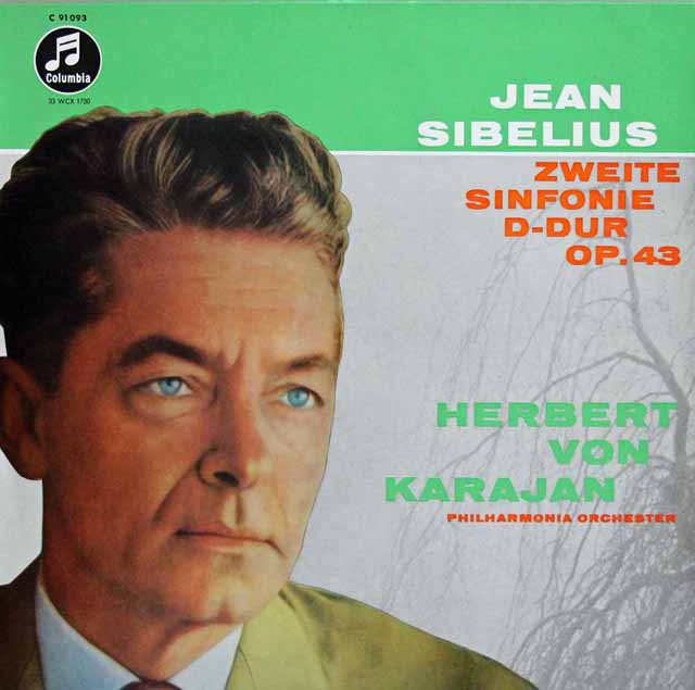 【ドイツ最初期盤】　カラヤンのシベリウス/交響曲第2番　独Columbia　3218　LP レコード