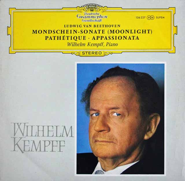 【独最初期盤】　ケンプのベートーヴェン/ピアノソナタ「月光」、「悲愴」、「熱情」　独DGG　3218　LP レコード