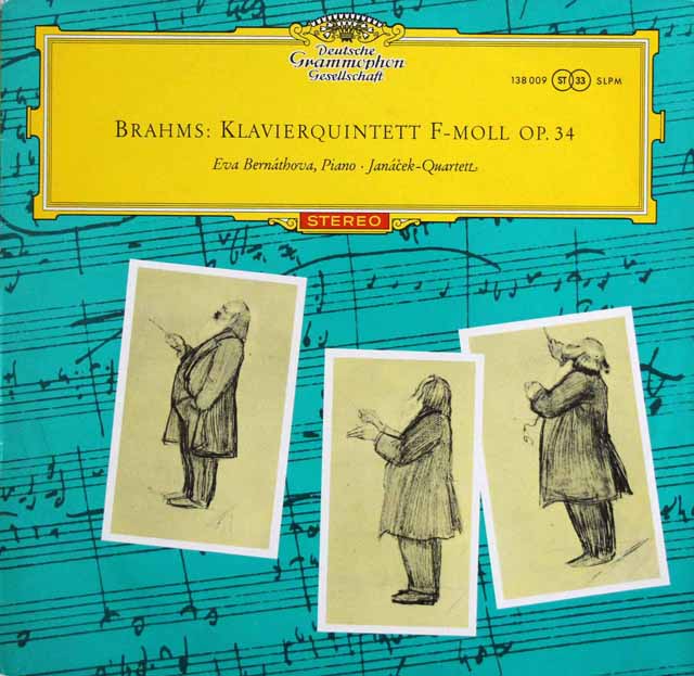 【赤ステレオ/独最初期盤】　ベルナトヴァ&ヤナーチェク四重奏団のブラームス/ピアノ五重奏曲　独DGG　3218　LP レコード