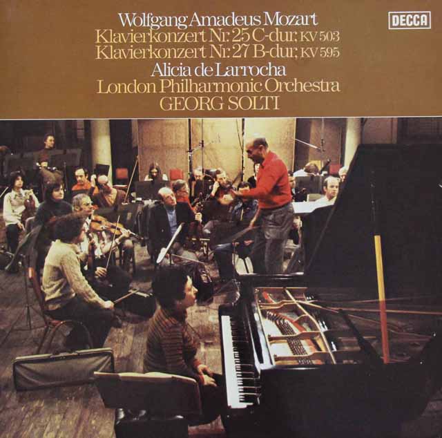 ラローチャ&ショルティのモーツァルト/ピアノ協奏曲第25番、第27番　独DECCA　3218　LP レコード