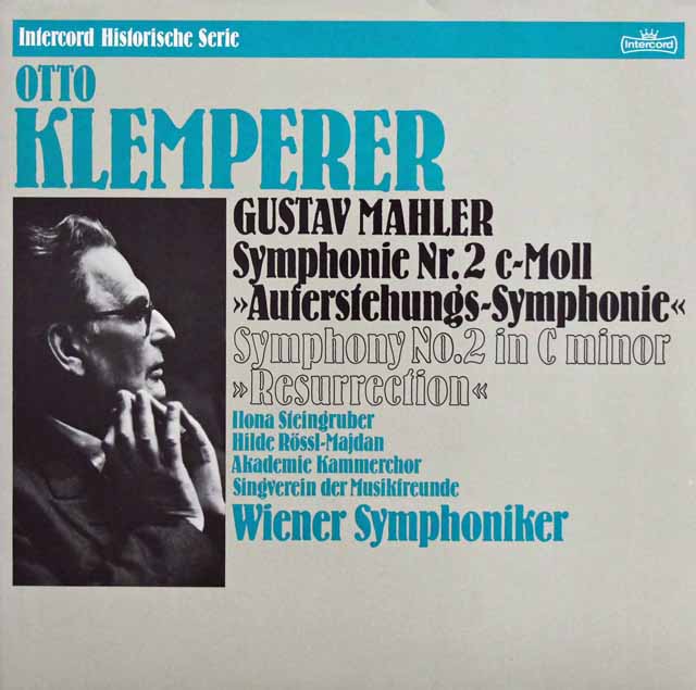 クレンペラーのマーラー/交響曲第2番「復活」　独Intercord　3218　LP レコード