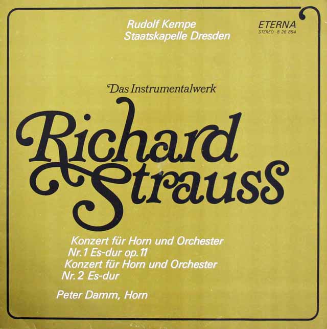 ダム、ケンペのR.シュトラウス/ホルン協奏曲第1、2番　独ETERNA　3594　LP レコード