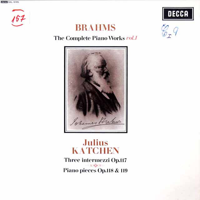 【オリジナル盤】　カッチェンのブラームス/3つの間奏曲ほか　英DECCA　3221　LP レコード