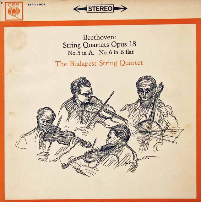 ブダペスト弦楽四重奏団のベートーヴェン/弦楽四重奏曲第5&6番　英CBS　3222　LP レコード