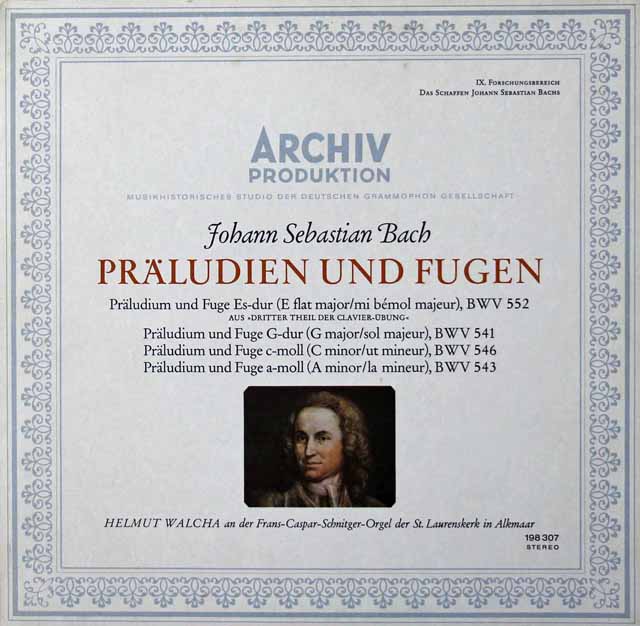 ヴァルヒャのバッハ/前奏曲とフーガ　独ARCHIV　3222　LP レコード
