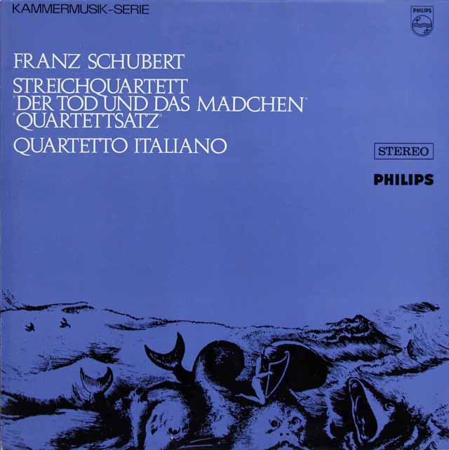 イタリア四重奏団のシューベルト/弦楽四重奏曲第14番「死と乙女」&第12番「四重奏断章」 　蘭PHILIPS　3223　LP レコード