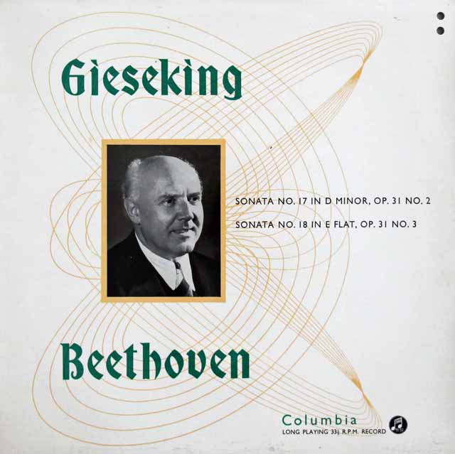 【オリジナル盤】　ギーゼキングのベートーヴェン/ピアノソナタ第17番「テンペスト」&第18番　英Columbia　3224　LP レコード