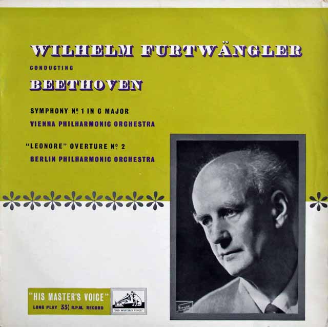 【オリジナル盤】　フルトヴェングラーのベートーヴェン/交響曲第1番ほか　英EMI　3225　LP レコード