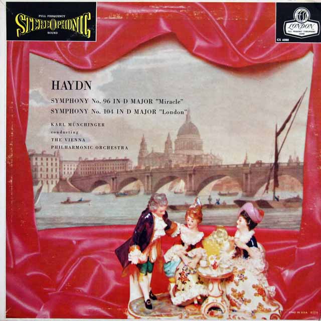 【オリジナル】　ミュンヒンガーのハイドン/交響曲第96番「奇跡」&第104番「ロンドン」　英LONDON　3226　LP レコード