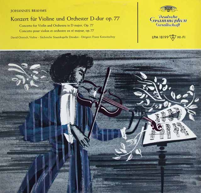 オイストラフ&コンヴィチュニーのブラームス/ヴァイオリン協奏曲　独DGG　3226　LP レコード