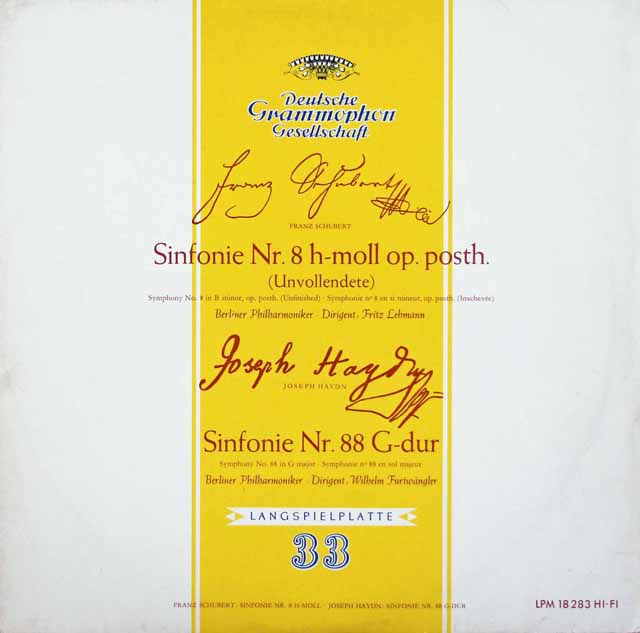 【独初期盤】　フルトヴェングラーのハイドン/交響曲第88番「V字」ほか　独DGG　3227　LP レコード