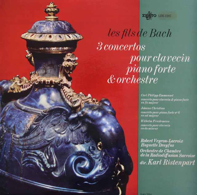 リステンパルト、ラクロアのバッハ家の協奏曲集　仏ERATO　3801　LP レコード