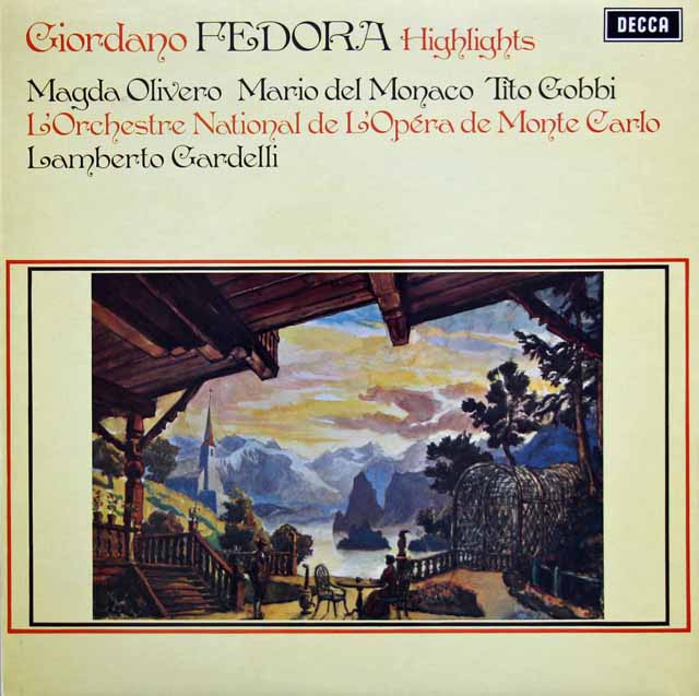 デル=モナコのジョルダーノ/ 歌劇「フェドーラ」抜粋 　英DECCA　3801　LP レコード