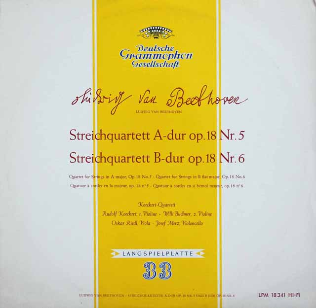 ケッケルト四重奏団のベートーヴェン/弦楽四重奏曲第5、6番　独DGG　3803　LP レコード