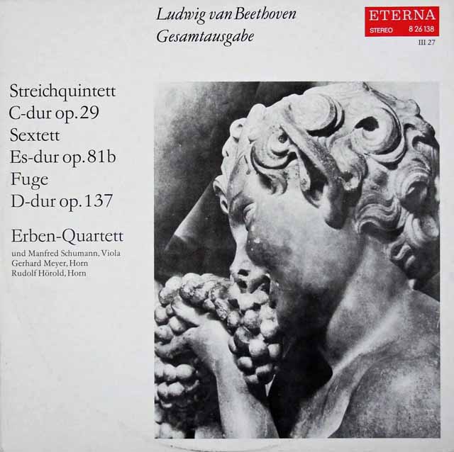エルベン四重奏団ほかのベートーヴェン/弦楽五重奏曲ほか　独ETERNA　3805　LP レコード