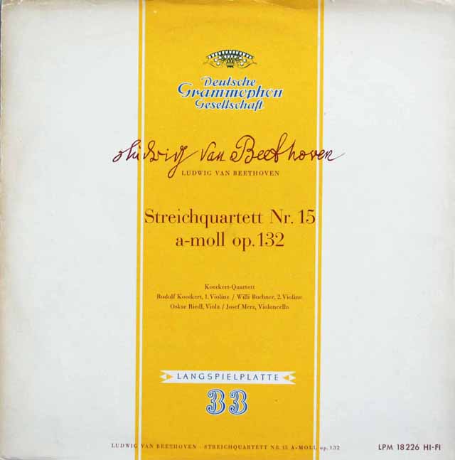 ケッケルト四重奏団のベートーヴェン/弦楽四重奏曲第15番　独DGG　3805　LP レコード