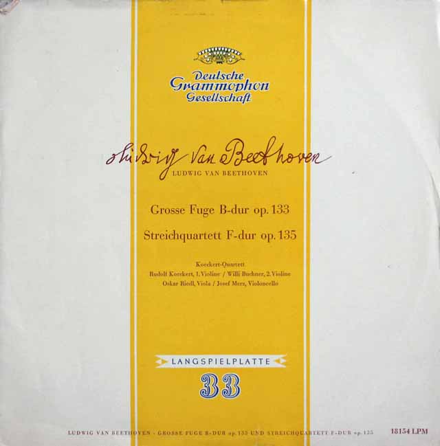 ケッケルト四重奏団のベートーヴェン/大フーガ、弦楽四重奏曲第16番　独DGG　3805　LP レコード