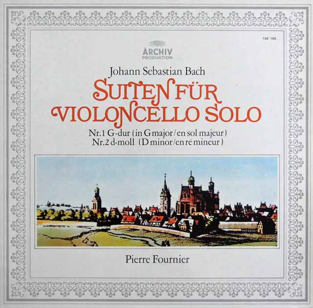 フルニエのバッハ/無伴奏チェロ組曲第1、2番　独ARCHIV　3302　LP レコード