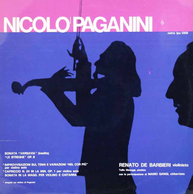 バルビエリのパガニーニ/ワルシャワ・ソナタほか　伊Cetra　3304　LP レコード