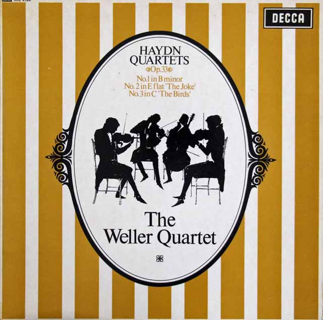 ウェラー四重奏団のハイドン/弦楽四重奏曲「冗談」「鳥」ほか　英DECCA　3305　LP レコード