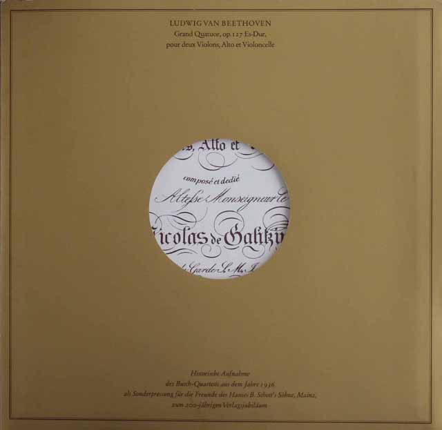 ブッシュ四重奏団のベートーヴェン/弦楽四重奏曲第12番　独Schott　3812　LP レコード