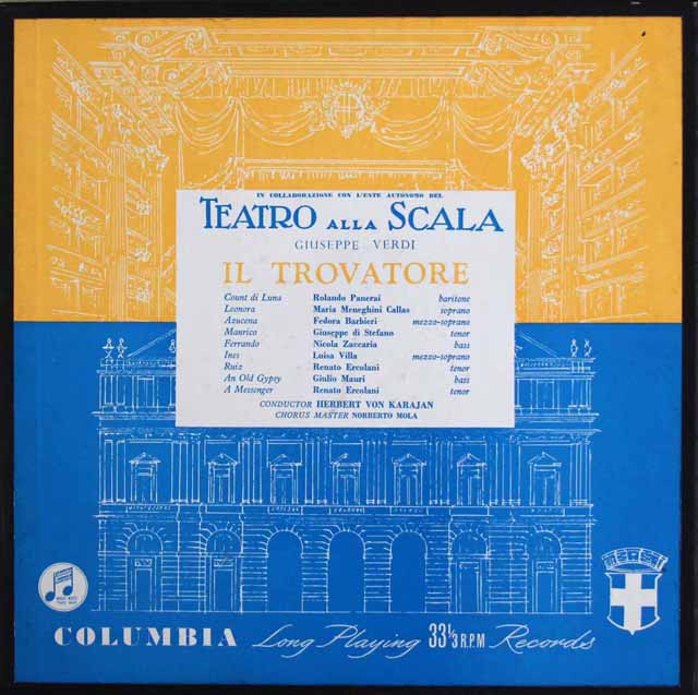 カラス&カラヤンのヴェルディ/「イル・トロヴァトーレ」　英Columbia　3307　LP レコード