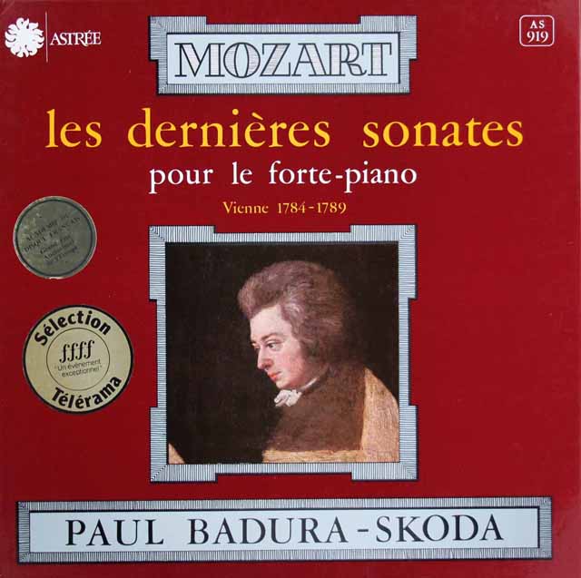 バドゥラ＝スコダのモーツァルト/後期ピアノソナタ集　仏ASTREE　3814　LP レコード