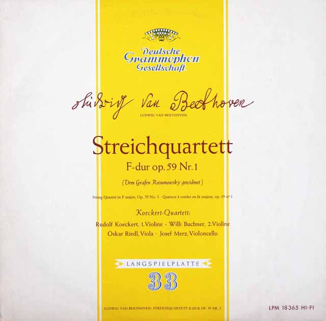 ケッケルト四重奏団のベートーヴェン/弦楽四重奏曲第7番「ラズモフスキー第1番」　独DGG　3614　LP レコード