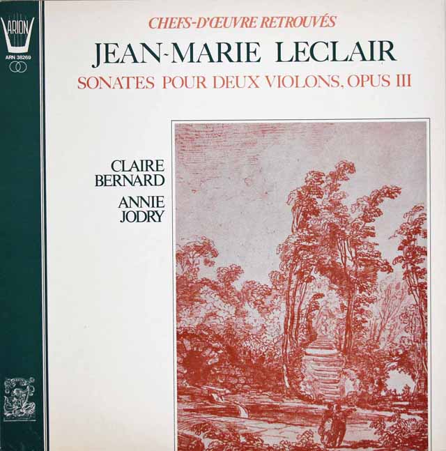 ベルナール、ジョドリーのルクレール/2つのヴァオリンのためのソナタ　仏ARION　3693　LP レコード