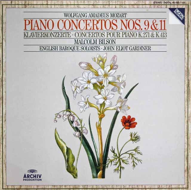 ビルソン、ガーディナーのモーツァルト/ピアノ協奏曲第9、11番　独ARCHIV　3693　LP レコード