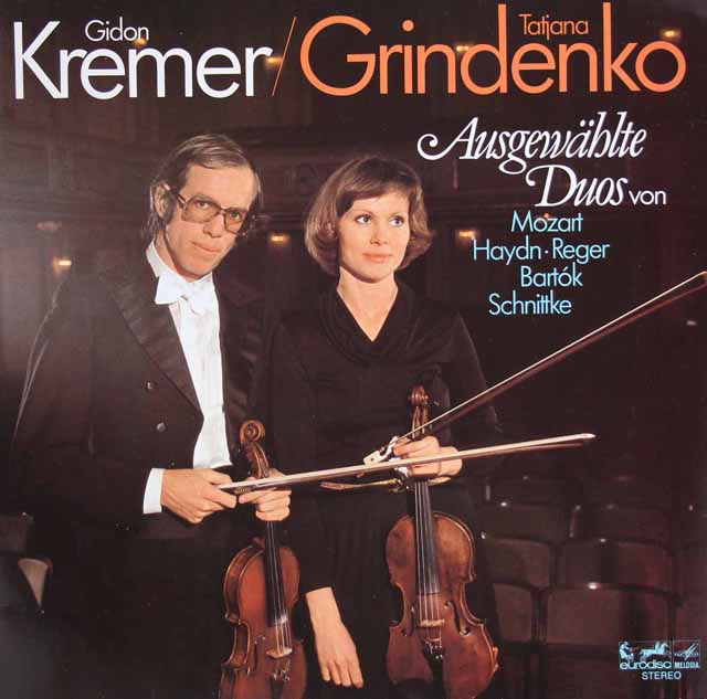 クレーメル、グリンデンコのモーツァルト、ハイドン、レーガー、バルトーク/ヴァイオリン二重奏曲集　独eurodisc　3313　LP レコード
