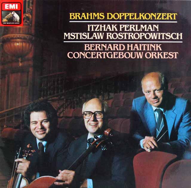 パールマン、ロストロポーヴィチ、ハイティンクのブラームス/二重協奏曲　独EMI　3693　LP レコード
