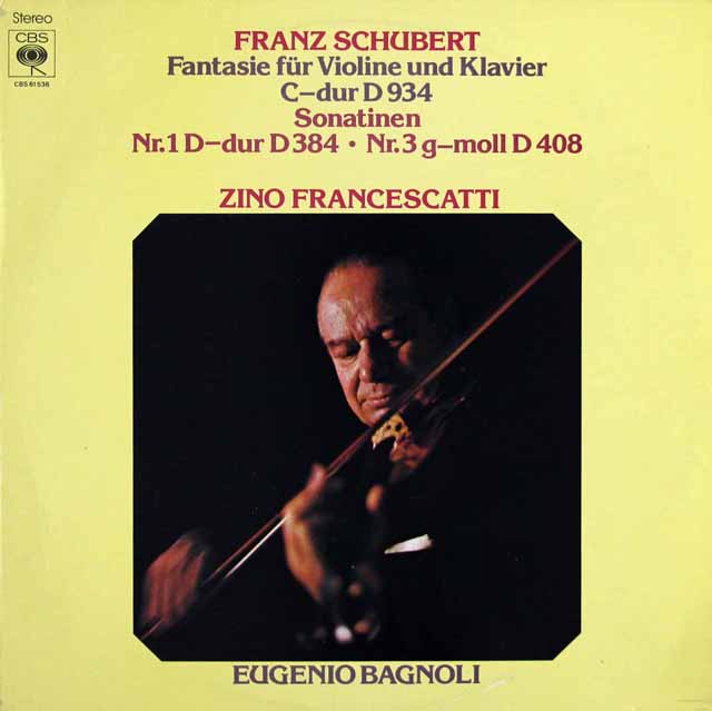 フランチェスカッティのシューベルト/幻想曲ほか　独CBS　3315　LP レコード
