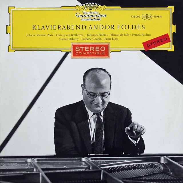 【赤ステレオ/独最初期盤】　フォルデスのピアノ・リサイタル　（バッハ、ベートーヴェン、ドビュッシー、ショパンほか）　独DGG　3318　LP レコード