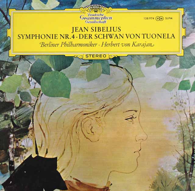 【独最初期盤】　カラヤンのシベリウス/交響曲第4番ほか　独DGG　3318　LP レコード