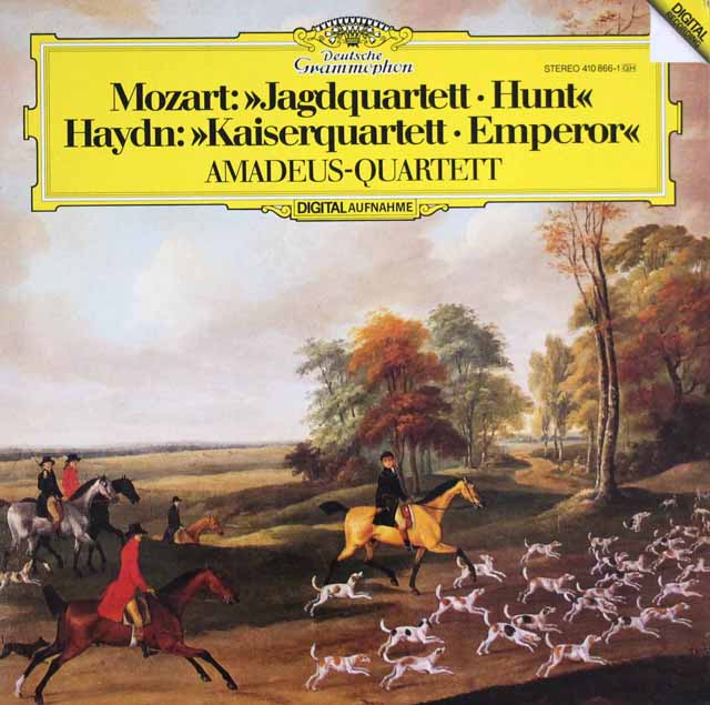 アマデウス四重奏団のハイドン/「皇帝」&モーツァルト/「狩」　独DGG　3324　LP レコード