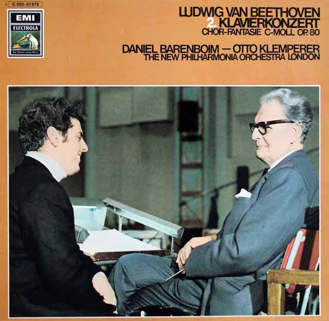 バレンボイム、クレンペラーのベートーヴェン/ピアノ協奏曲第2番、合唱幻想曲　独EMI　3691　LP レコード
