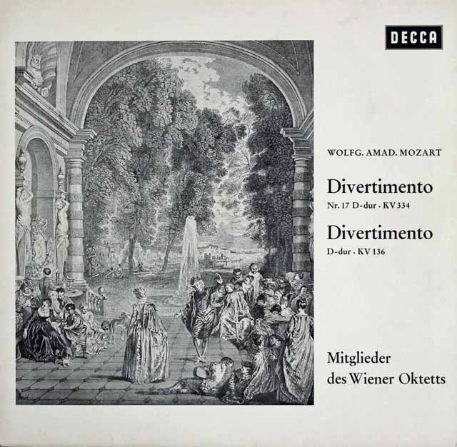 ウィーン・オクテット（八重奏団）のメンバーによるモーツァルト/ディヴェルティメント第17番ほか 　独DECCA　3322　LP レコード