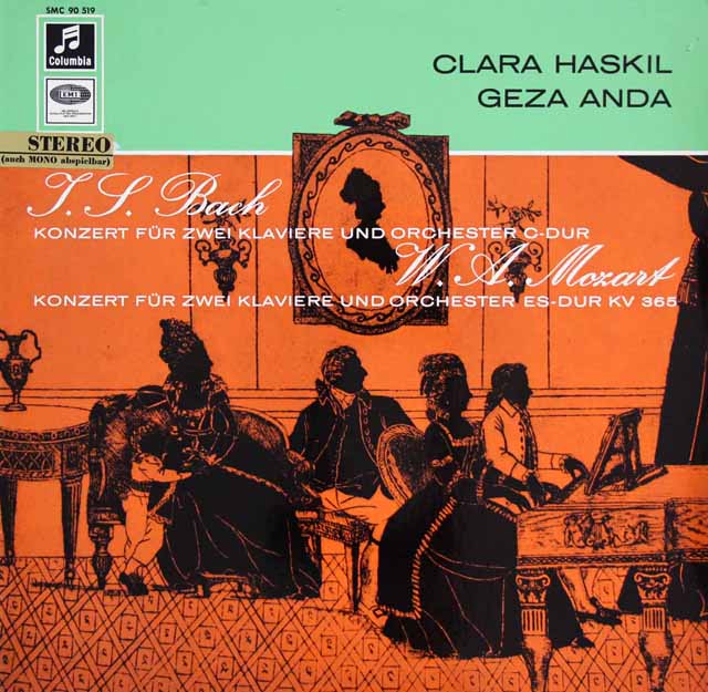 ハスキル&アンダのバッハ&モーツァルト/2台のピアノのための協奏曲　独Columbia　3323　LP レコード