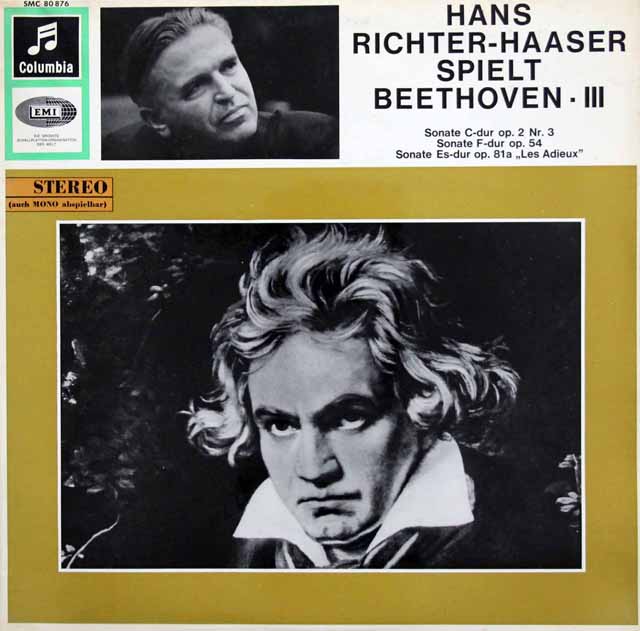 リヒター＝ハーザーのベートーヴェン/ピアノソナタ第26番「告別」ほか　独Columbia　3626　LP レコード