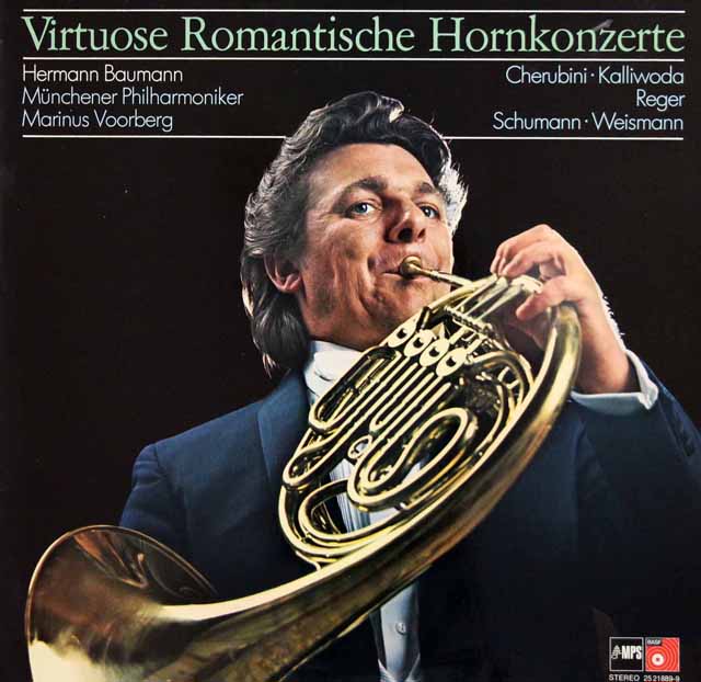 バウマンの「ヴィルトゥオーソ・ロマンティック・ホルン協奏曲集」　独MPS/BASF　3627　LP レコード