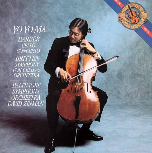 ヨーヨー・マ＆ジンマンのバーバー&ブリテン/チェロ協奏曲集　蘭CBS　3325　LP レコード