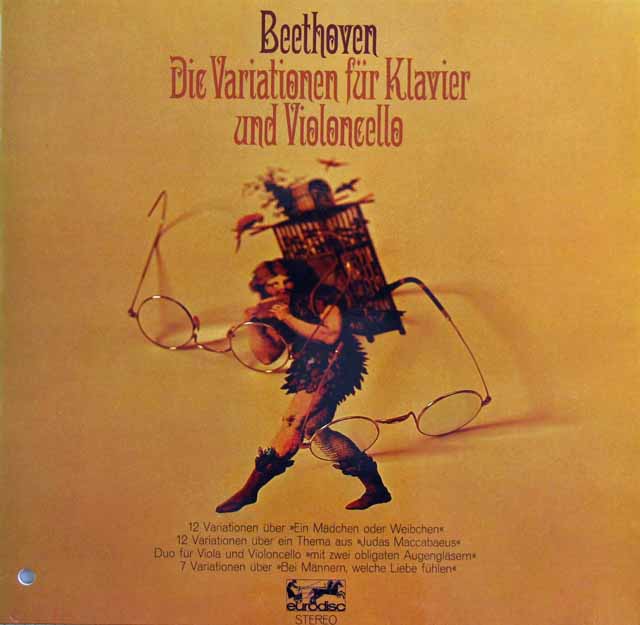 エルベン、ヘルムートらのベートーヴェン/チェロとピアノのための変奏曲集ほか　独eurodisc　3690　LP レコード