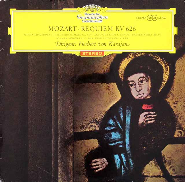 【赤ステレオ、独最初期盤】　カラヤンのモーツァルト/レクイエム　独DGG　3690　LP レコード