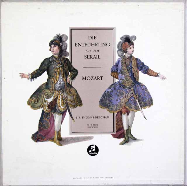 ビーチャムのモーツァルト/歌劇「後宮からの誘拐」　独Columbia　3689　LP レコード