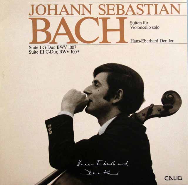 デントラーのバッハ/無伴奏チェロ組曲第1、3番　独CALIG　3688　LP レコード