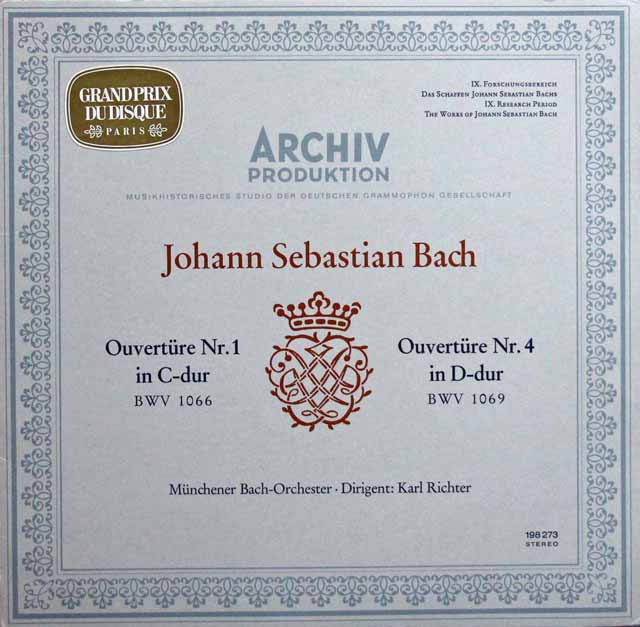 リヒターのバッハ/管弦楽組曲第1、4番　独ARCHIV　3330　LP レコード