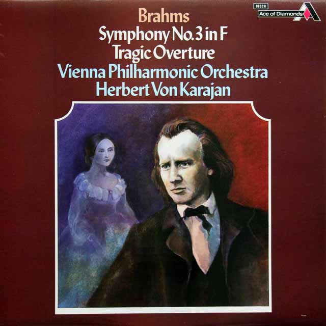 カラヤンのブラームス/交響曲第3番、悲劇的序曲　英DECCA（Ace of Diamonds）　3330　LP レコード