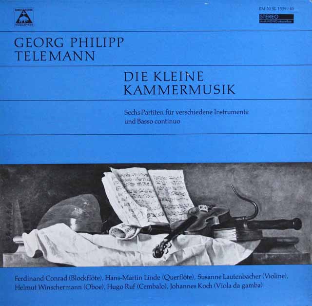 ラウテンバッハー、コッホらのテレマン/パルティータ集　独Baerenreiter Musicaphon　3688　LP レコード